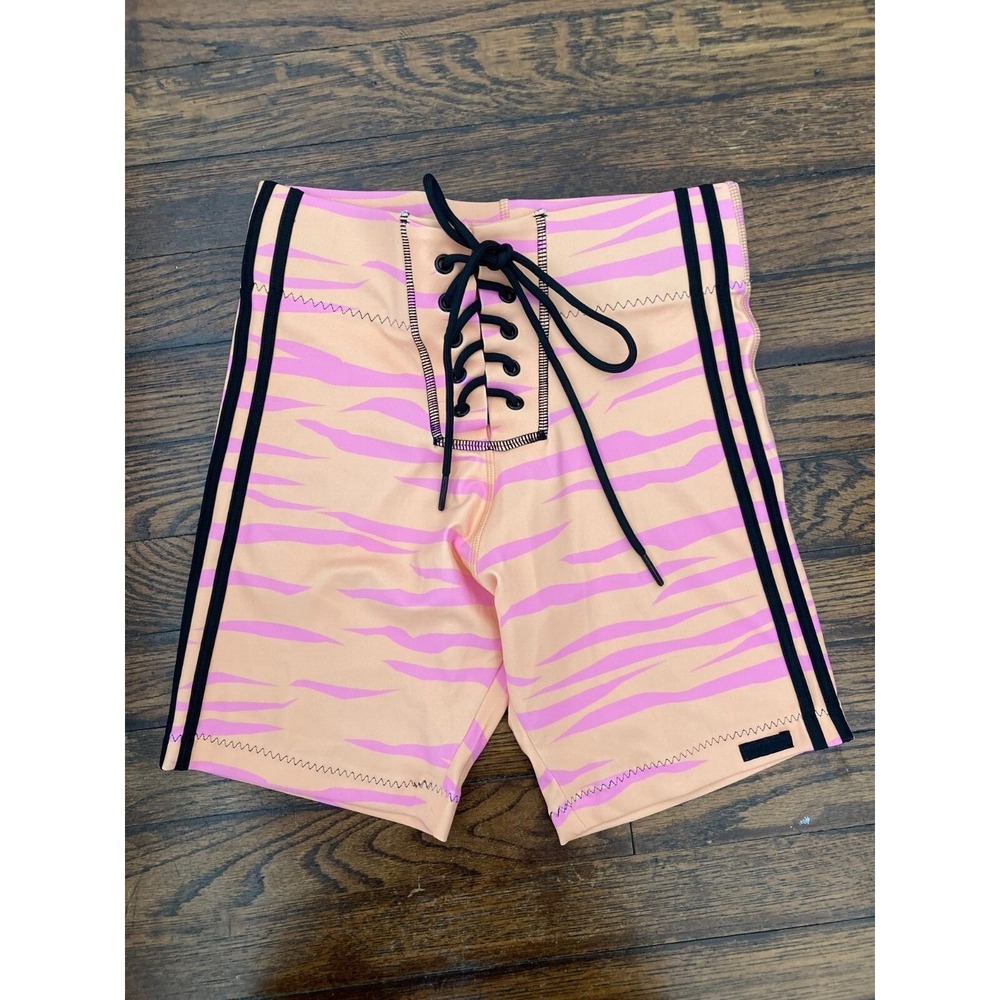 Women's Biker Shorts Size Small Pink Peach Lace Up Hot Lava Colorful